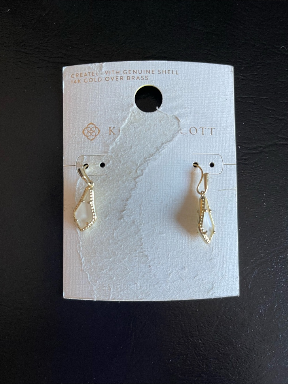 Kendra Scott Gold and mother of pearl Drop Earrings. - Picture 2 of 7